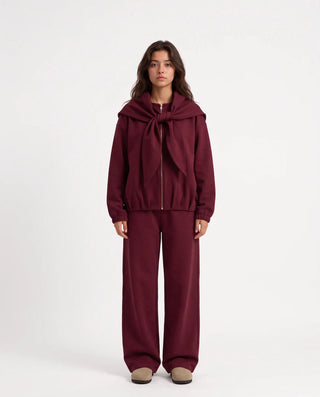 SITRA Women's Casual Tie Shoulder Zip Set