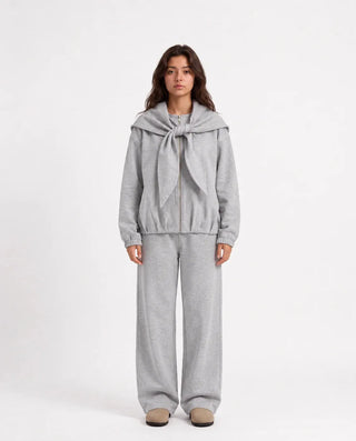 SITRA Women's Casual Tie Shoulder Zip Set