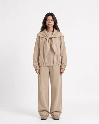 SITRA Women's Casual Tie Shoulder Zip Set