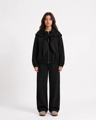 SITRA Women's Casual Tie Shoulder Zip Set