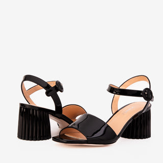 The Bamba Black Patent Leather Women Sandal - Glamourous Grace
