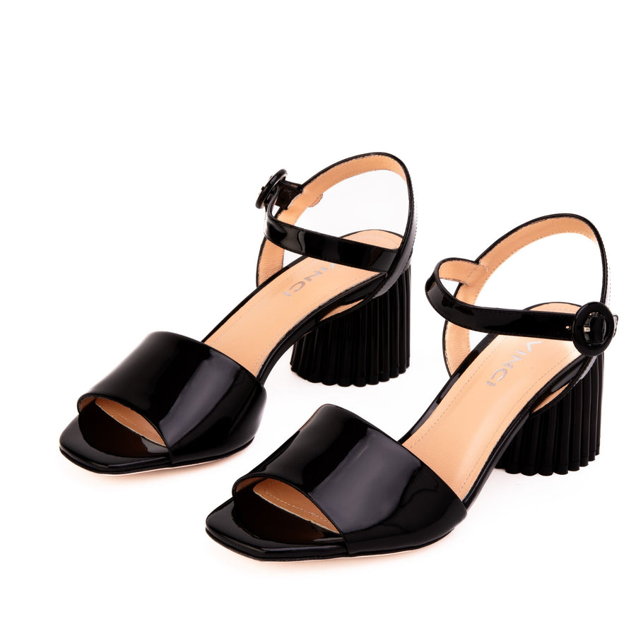 The Bamba Black Patent Leather Women Sandal - Glamourous Grace