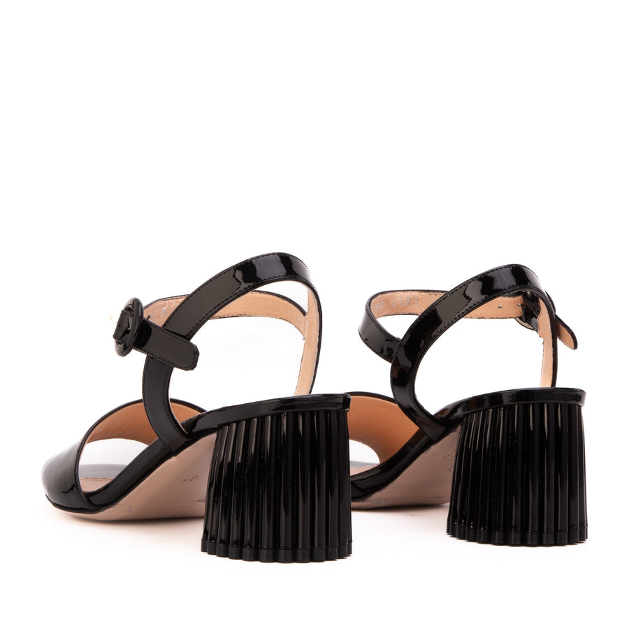 The Bamba Black Patent Leather Women Sandal - Glamourous Grace