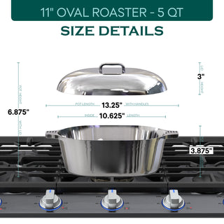 Oval Dutch Oven with Lid - 5 Quart (11 Inch)