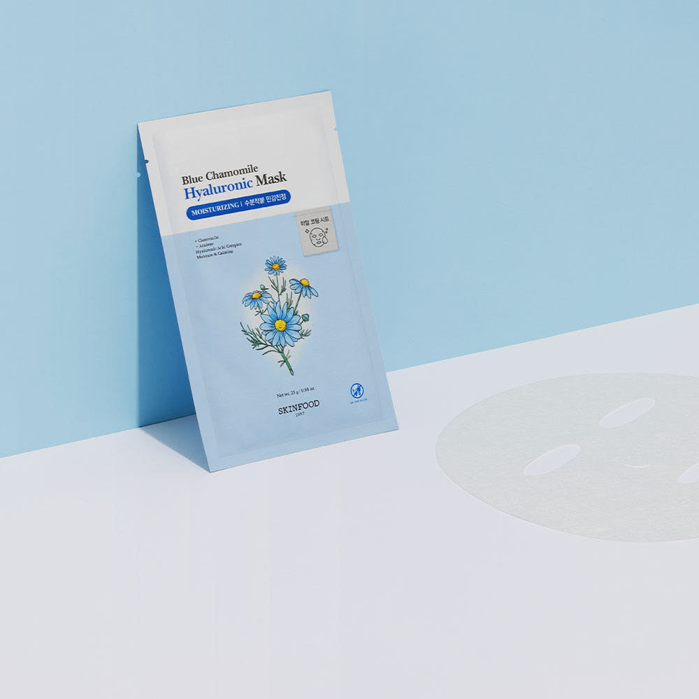 SKINFOOD Blue Chamomile Hyaluronic Mask Sheet 25g X 10ea - Glamourous Grace