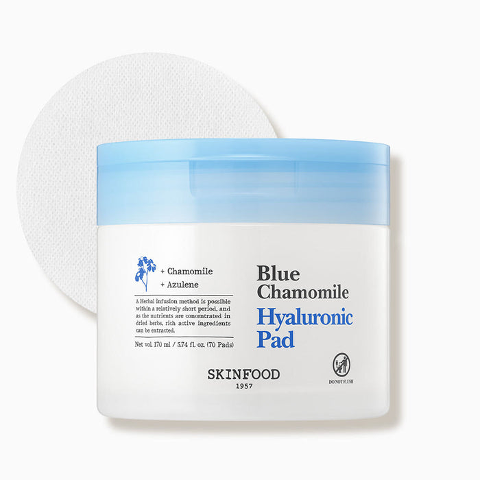 SKINFOOD Blue Chamomile Hyaluronic Pad 170ml/70ea - Glamourous Grace