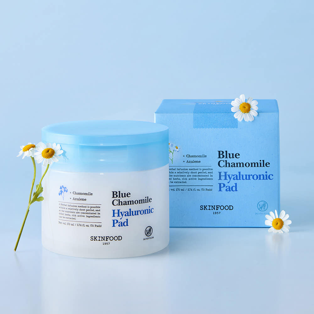 SKINFOOD Blue Chamomile Hyaluronic Pad 170ml/70ea - Glamourous Grace