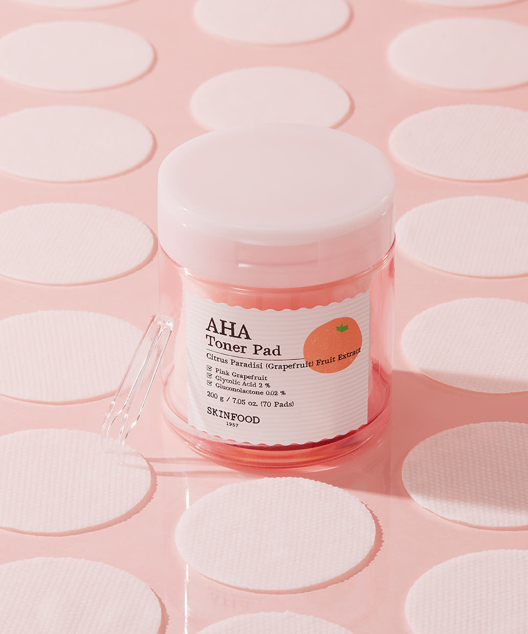 SKINFOOD Pink Grapefruit AHA Toner Pad 200g/70P - Glamourous Grace