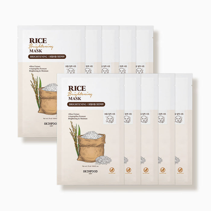 SKINFOOD Rice Brightening Mask 25g x 10ea - Glamourous Grace