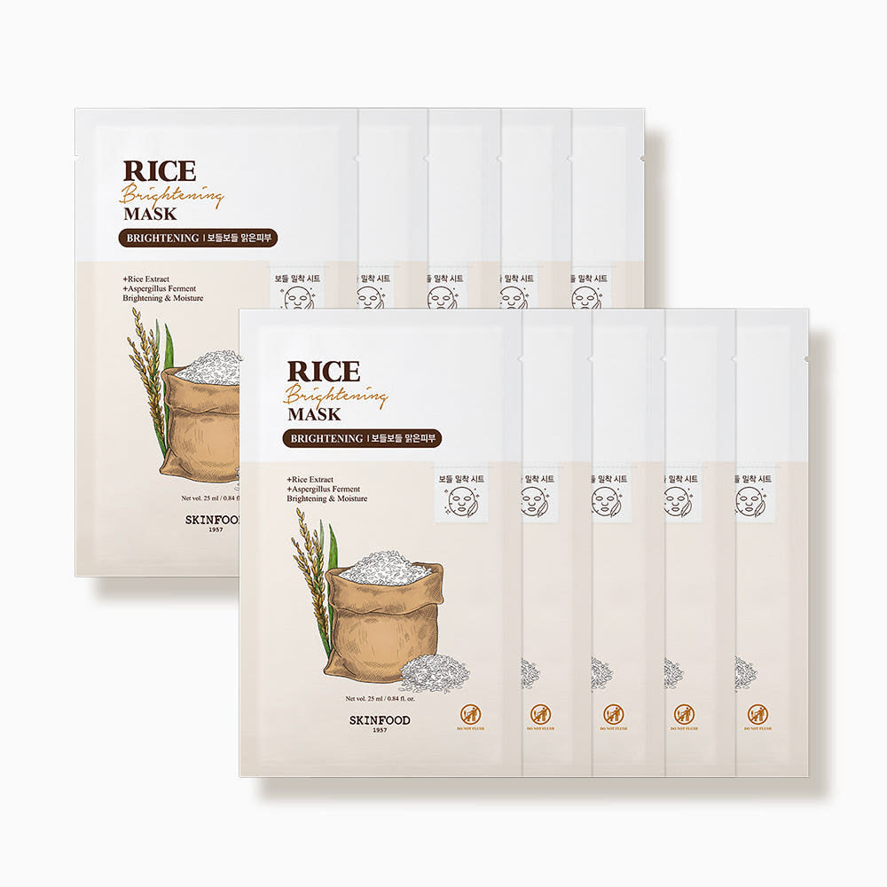 SKINFOOD Rice Brightening Mask 25g x 10ea - Glamourous Grace