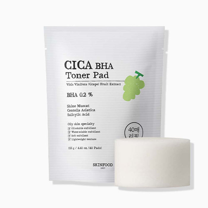 SKINFOOD Shine Muscat Cica BHA Toner Pad 125g/40ea (Refill) - Glamourous Grace