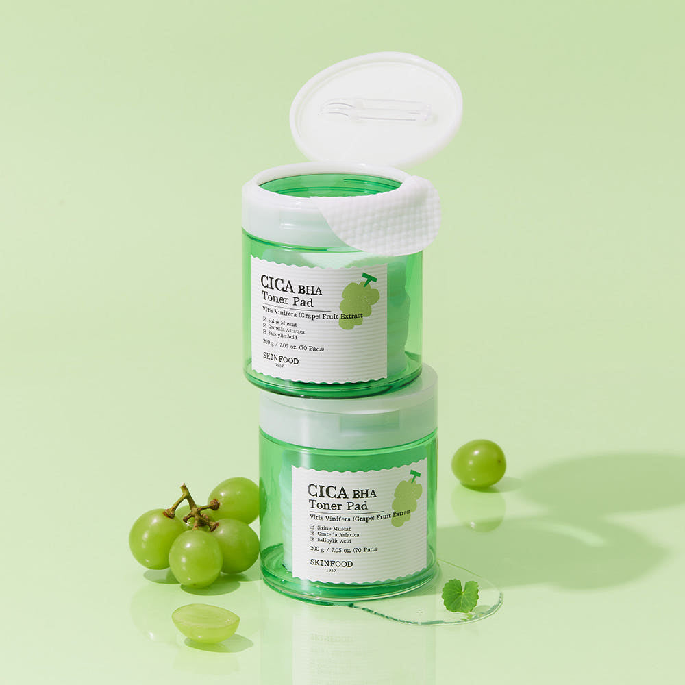 SKINFOOD Shine Muscat Cica BHA Toner Pad 200g/70ea - Glamourous Grace