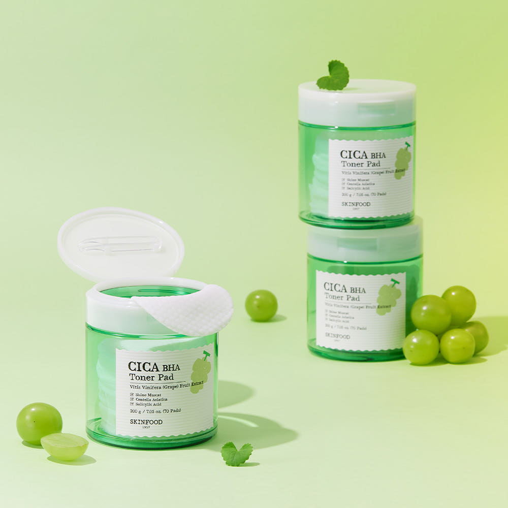 SKINFOOD Shine Muscat Cica BHA Toner Pad 200g/70ea - Glamourous Grace