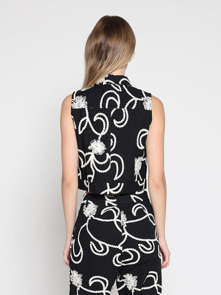 Sleeveless embroidered button down vest