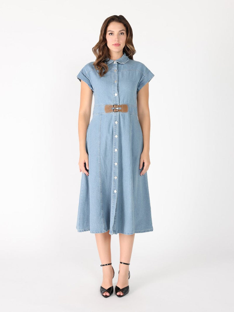 Sleeveless front button open denim dress - Glamourous Grace