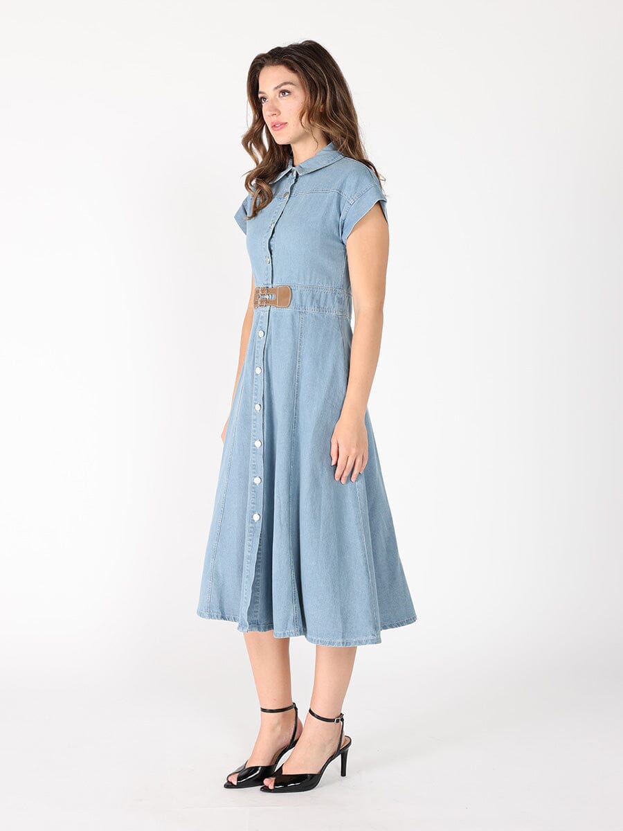 Sleeveless front button open denim dress - Glamourous Grace