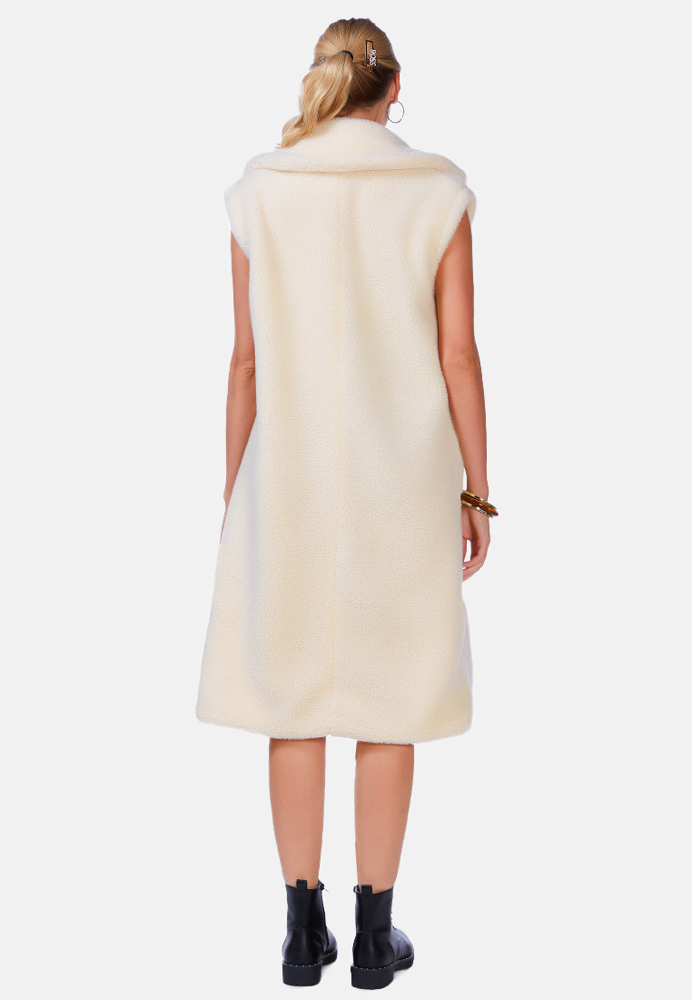 Sleeveless Double Breasted Teddy Coat - Glamourous Grace