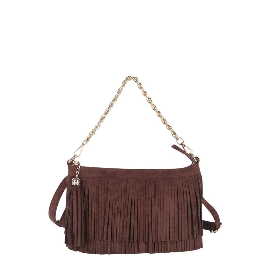 Sloane Fringe Faux Suede Clutch - Glamourous Grace