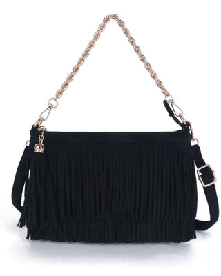 Sloane Fringe Faux Suede Clutch