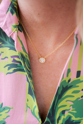 Small Oval Bezel Necklace - Glamourous Grace