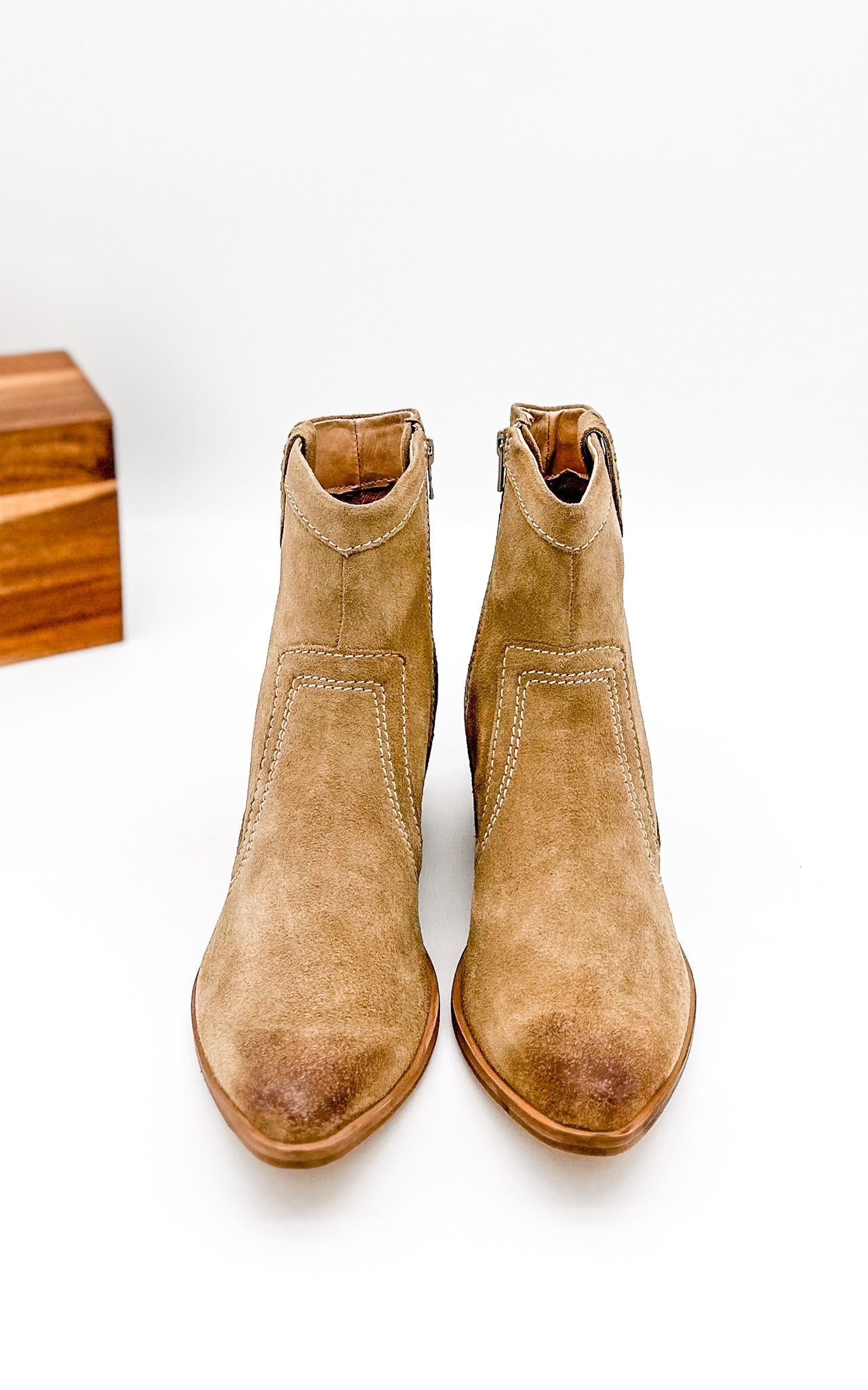 Smithy Suede Ankle Boot in Tan - Glamourous Grace