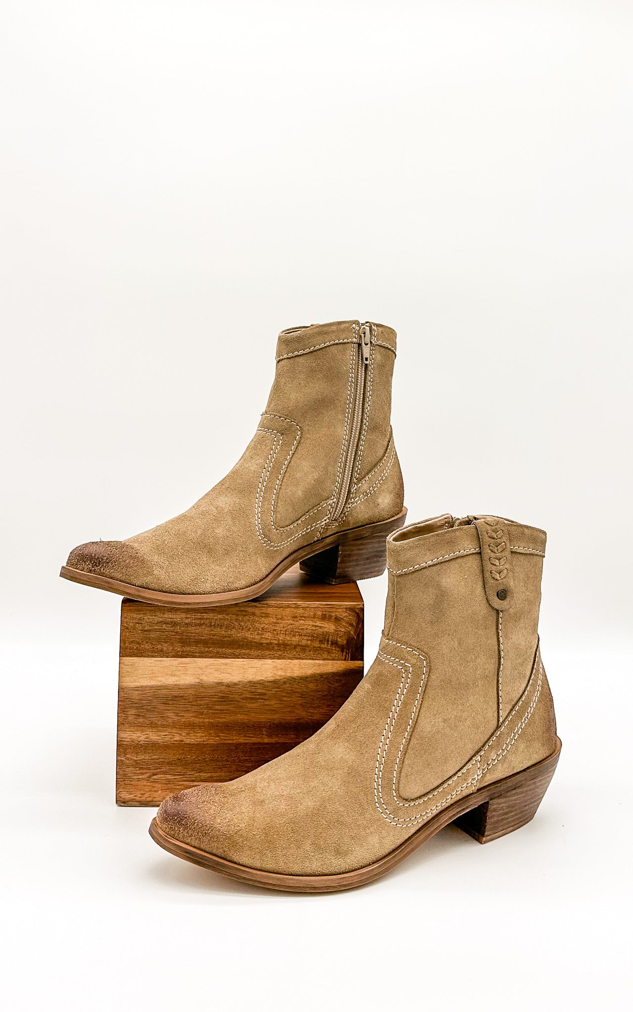 Smithy Suede Ankle Boot in Tan - Glamourous Grace