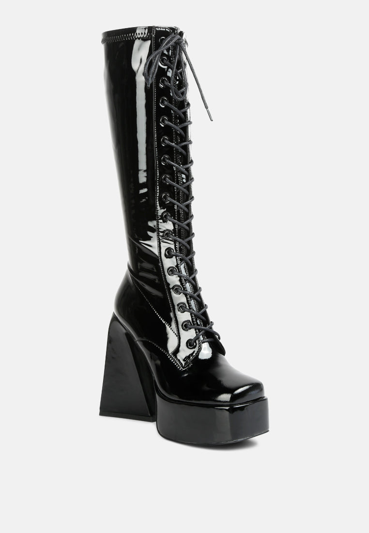 Snowflakes High Platform Calf Boots - Glamourous Grace