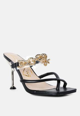 Social Bee Link Chain Embellished Heel Sandals - Glamourous Grace
