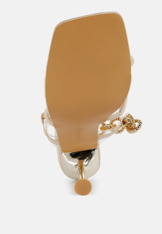 Social Bee Link Chain Embellished Heel Sandals - Glamourous Grace