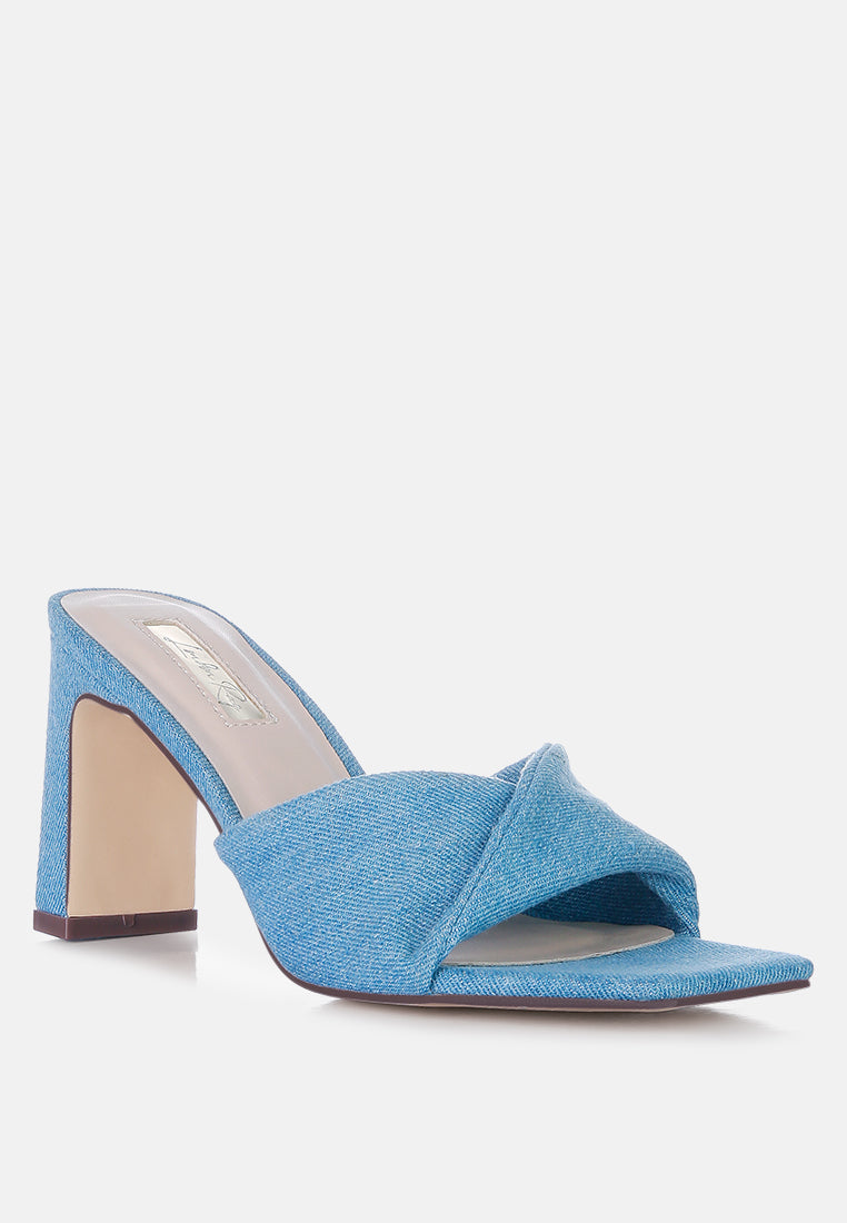 Soft Flirt Italian Block Heel Denim Sandals - Glamourous Grace