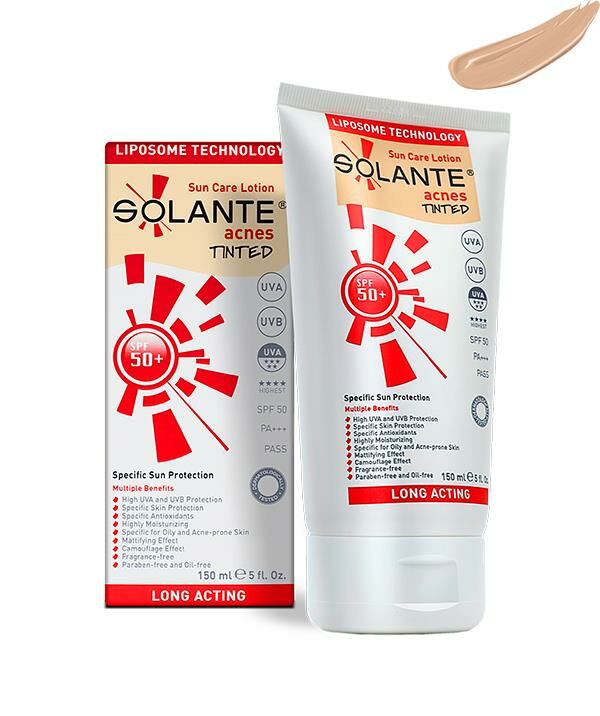 Solante Acnes Tinted Sun Care Lotion SPF50+ 150ml - Glamourous Grace