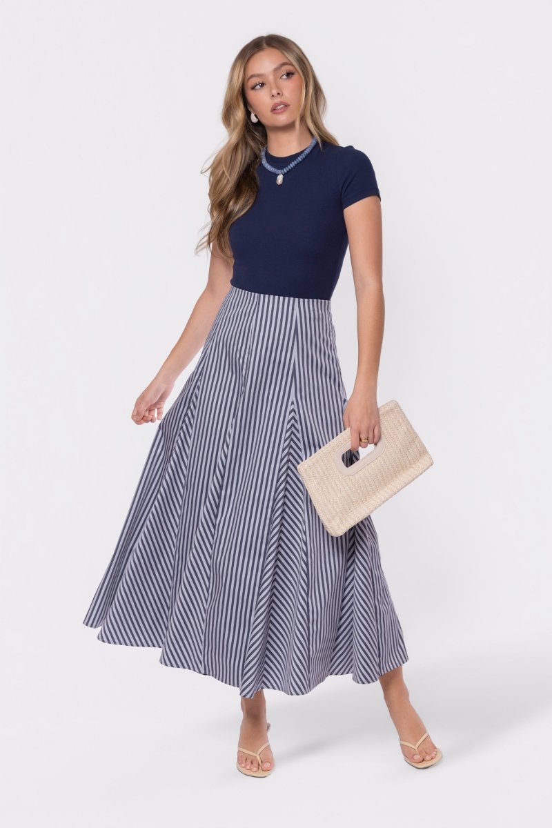 Sonoma Skirt (Blue Stripe) - Glamourous Grace