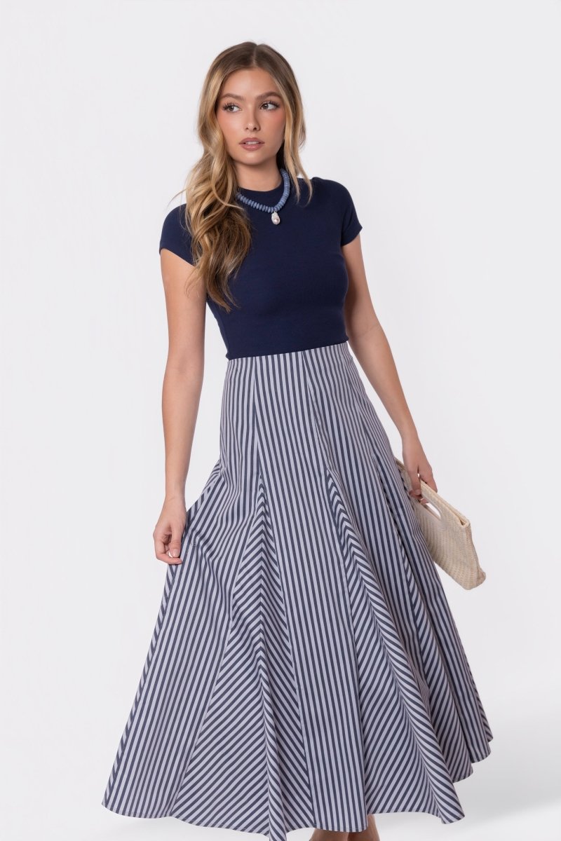 Sonoma Skirt (Blue Stripe) - Glamourous Grace