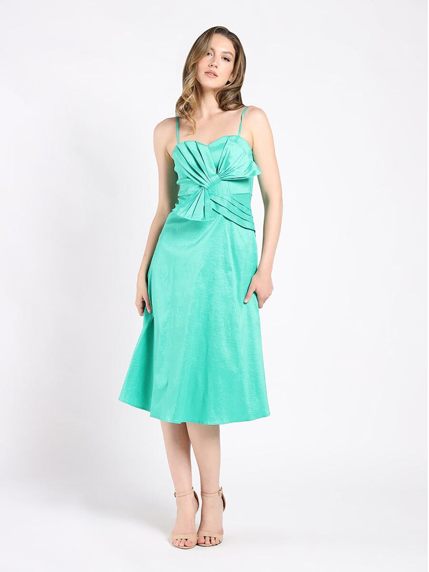 Spaghetti Strap Bow Detailed Midi Dress