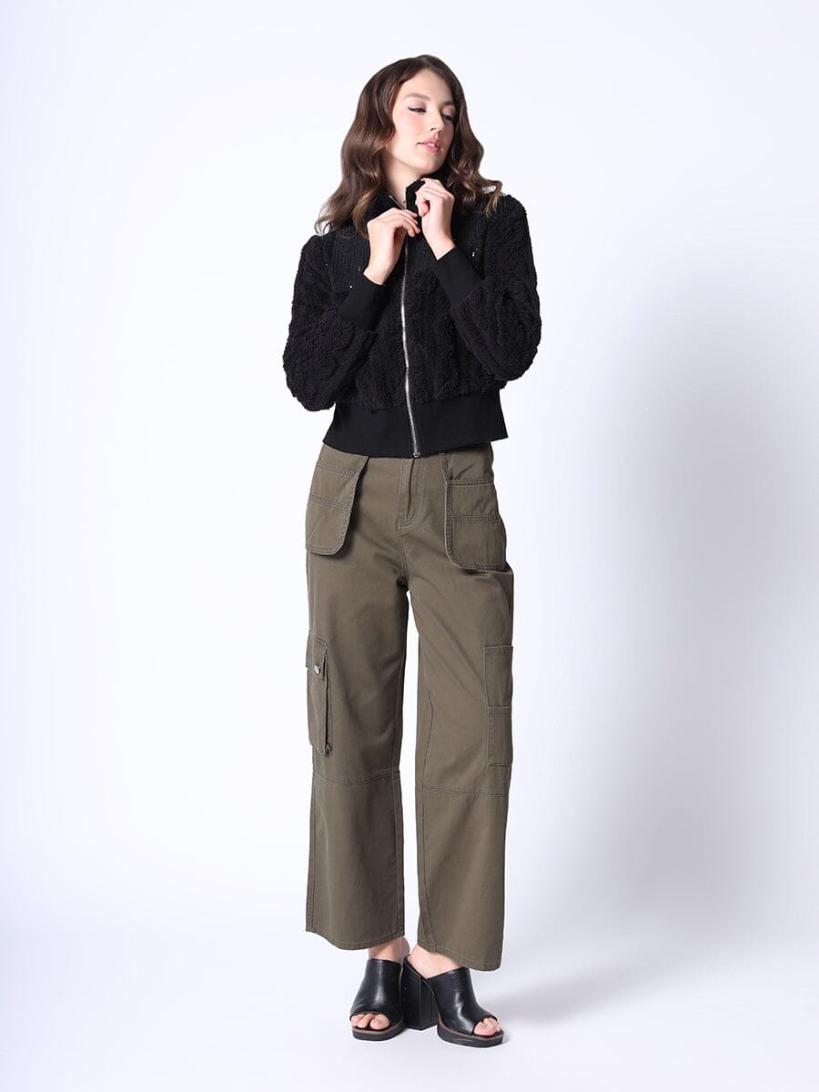Spangle Yoke High-Neck Shearing Jacket - Glamourous Grace