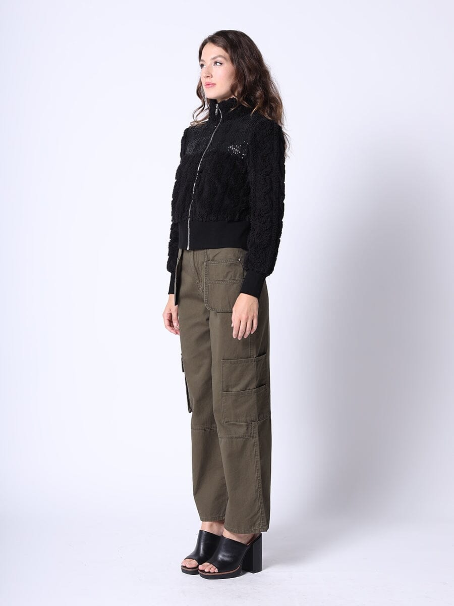 Spangle Yoke High-Neck Shearing Jacket - Glamourous Grace