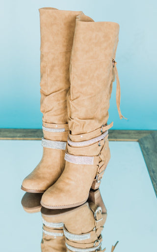 Stacey Boots in Nude - Glamourous Grace
