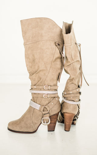 Stacey Boots in Taupe - Glamourous Grace