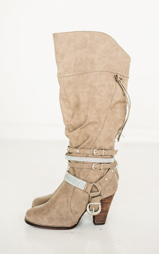 Stacey Boots in Taupe - Glamourous Grace