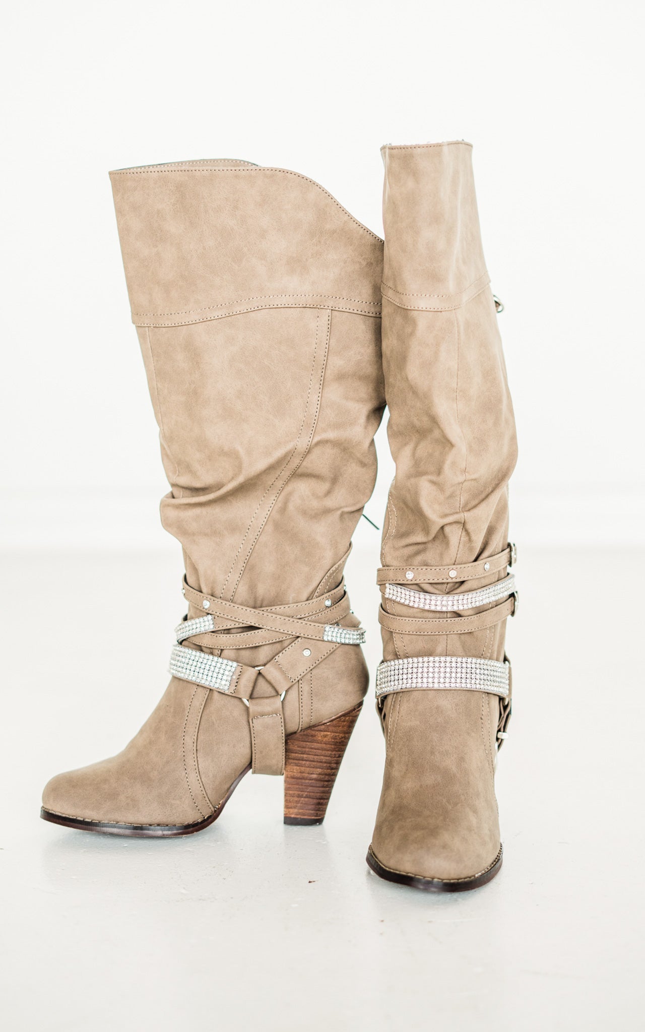 Stacey Boots in Taupe - Glamourous Grace