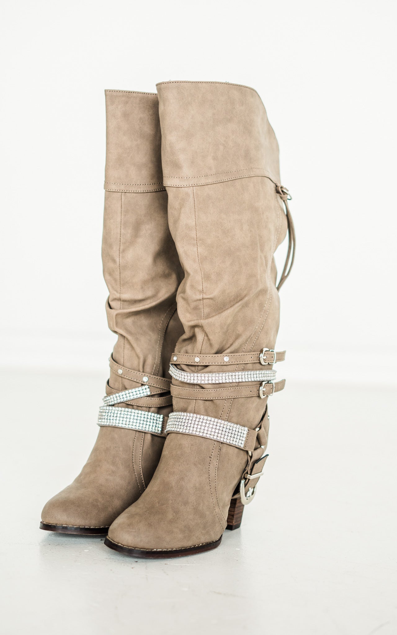 Stacey Boots in Taupe - Glamourous Grace
