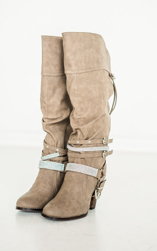 Stacey Boots in Taupe - Glamourous Grace