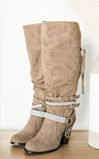 Stacey Boots in Taupe - Glamourous Grace
