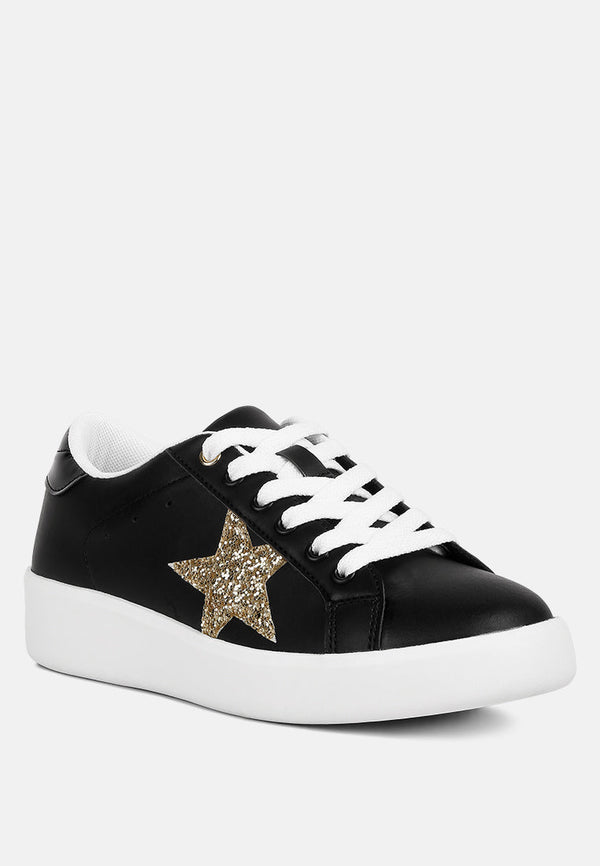 Starry Glitter Star Detail Sneakers - Glamourous Grace