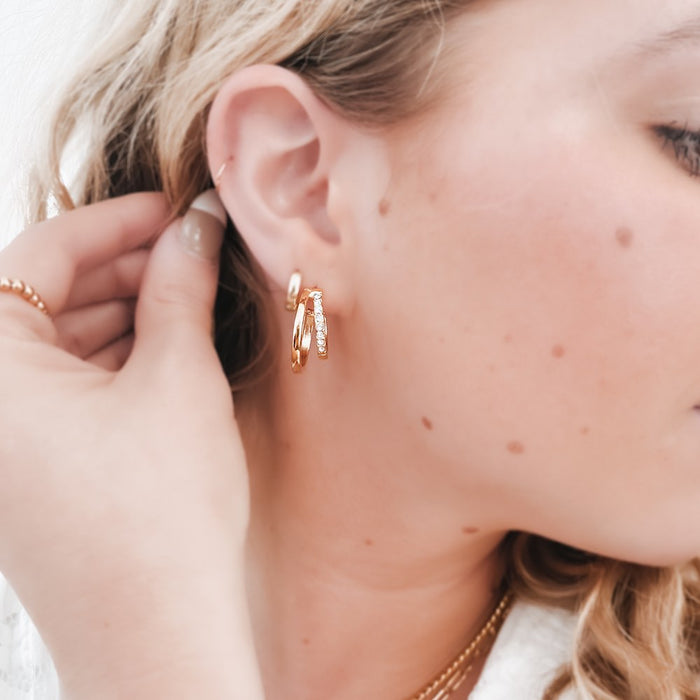 Stole The Show Crystal Double Hoop Earring - Glamourous Grace