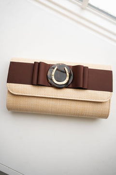 Straw Avery - Chocolate Flat Bow- Tort Circle/Horseshoe