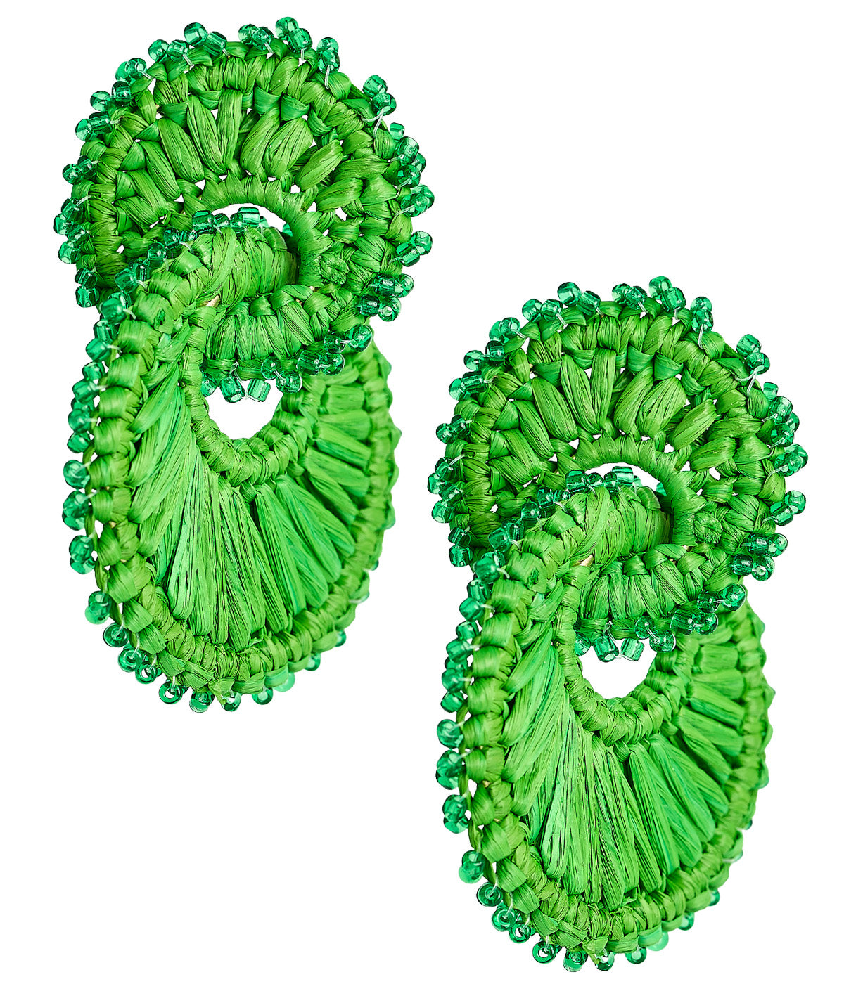 Tara Raffia Earring- Double Ring - Glamourous Grace