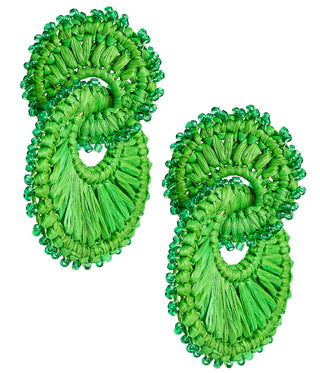 Tara Raffia Earring- Double Ring - Glamourous Grace