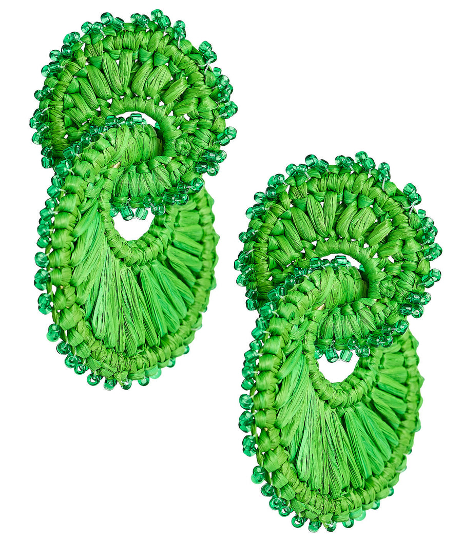 Tara Raffia Earring- Double Ring - Glamourous Grace