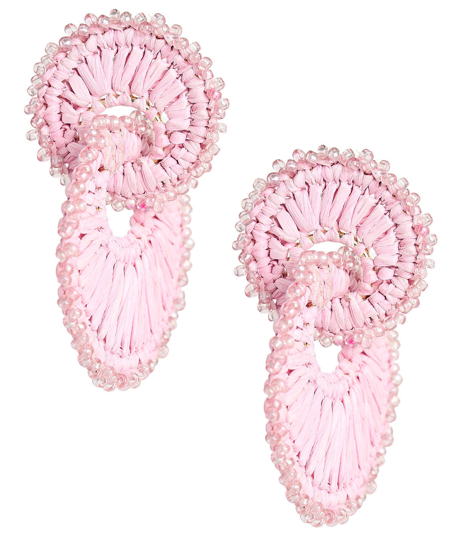 Tara Raffia Earring- Double Ring - Glamourous Grace